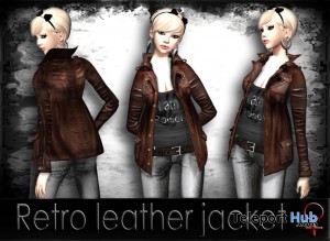 Retro Leather Jacket Brown for Female by >POISON< - Teleport Hub - teleporthub.com