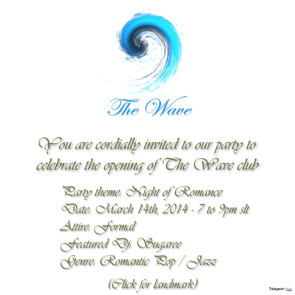Invitation to The Wave Club's First Party - Grand Opening - Teleport Hub - teleporthub.com