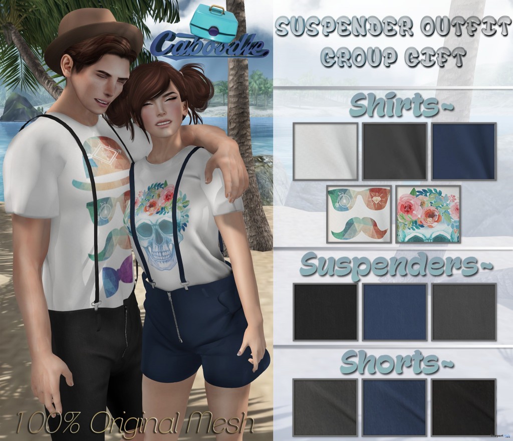 Suspender Outfit for Male and Female Group Gift by Caboodle - Teleport Hub - teleporthub.com
