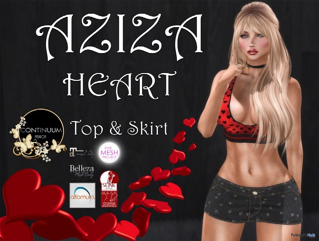 Aziza Heart Outfit January 2019 Group Gift by Continuum Fashion - Teleport Hub - teleporthub.com