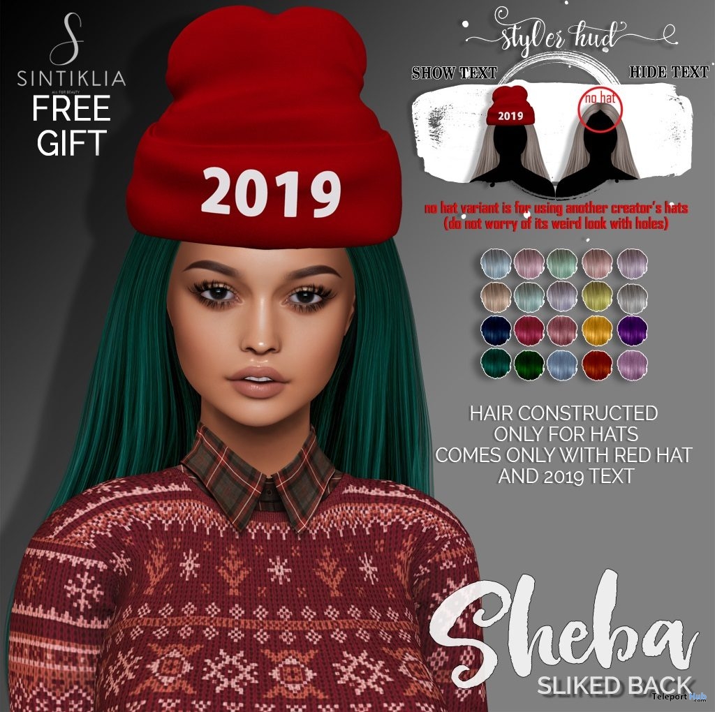 Sheba Sliked Back With Hat January 2019 Gift by Sintiklia - Teleport Hub - teleporthub.com