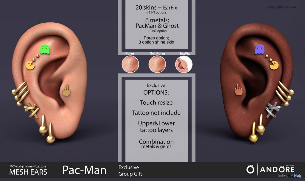 Pac-Man Mesh Ears February 2019 Group Gift by ANDORE - Teleport Hub - teleporthub.com