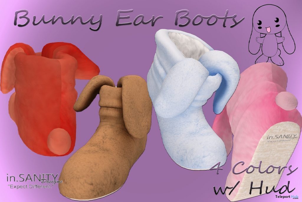 Bunny Ear Boots April 2019 Group Gift by in.SANITY Designs - Teleport Hub - teleporthub.com