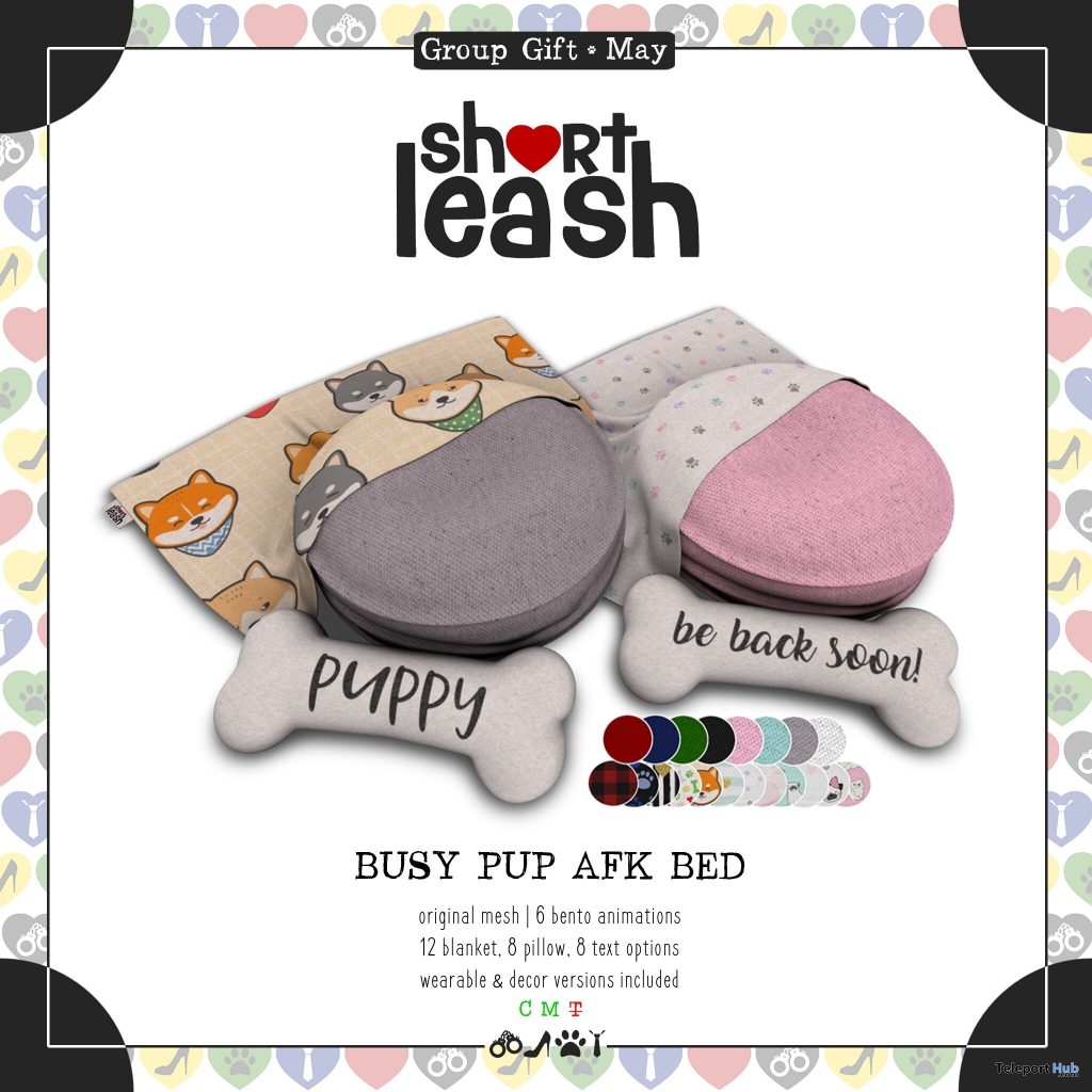 Busy Pup AFK Bed May 2019 Group Gift by Short Leash - Teleport Hub - teleporthub.com