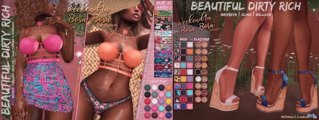 Weekend In Bora Bora Dress, Bikini, & Wedges Fatpack May 2019 Group Gift by Beautiful Dirty Rich - Teleport Hub - teleporthub.com