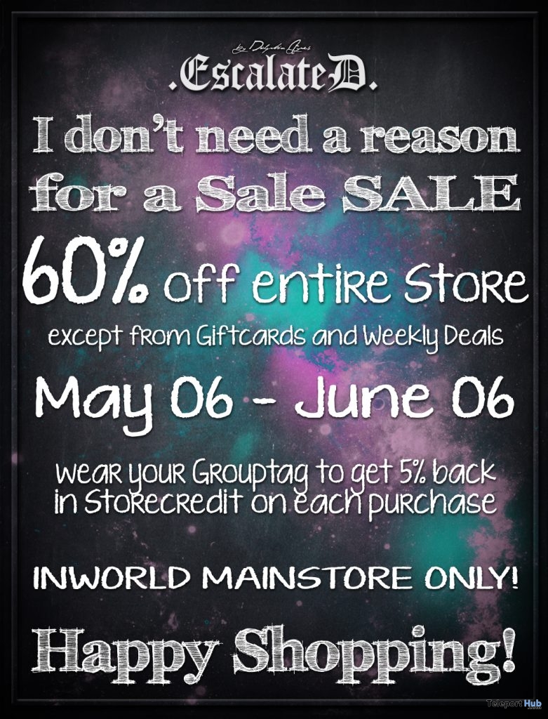 60% Off Entire Store Sale Promo by EscalateD - Teleport Hub - teleporthub.com