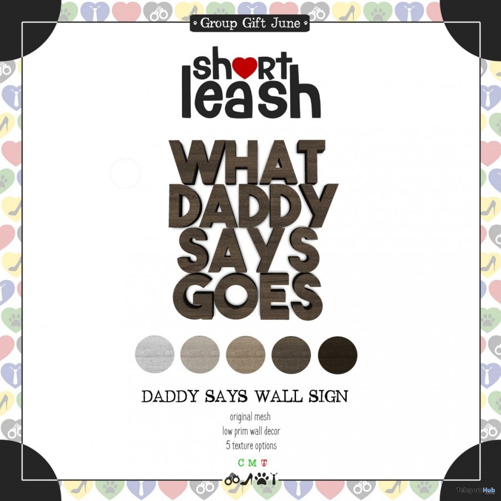 Daddy Says Wall Sign July 2019 Group Gift by Short Leash - Teleport Hub - teleporthub.com