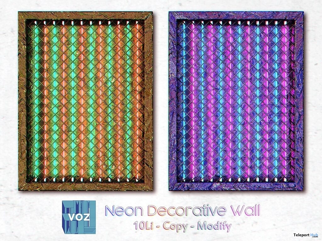 Neon Decorative Wall August 2019 Group Gift by VO.Z - Teleport Hub - teleporthub.com
