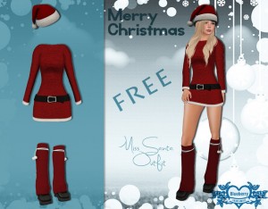 Mesh Miss Santa Outfit by Blueberry - Teleport Hub - teleporthub.com
