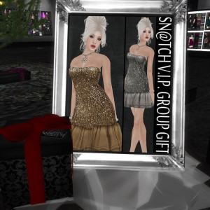 Shimmering Mesh Stella Dress (Gold/Silver) Group Gift by Sn@tch - Teleport Hub - teleporthub.com
