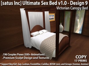 [satus Inc] Ultimate Sex Bed v1.0 - Design 9 Victorian Canopy - teleporthub.com