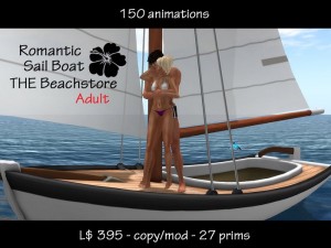 Sailable Sailboat 150 animations with Lovescene by The Beach Store - Teleport Hub - teleporthub.com