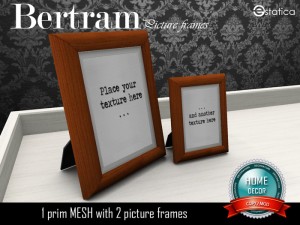 1 Prim Mesh with Two Bertram Picture Frames by estatica - Teleport Hub - teleporthub.com
