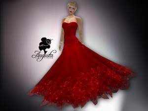 Elegant Dress in Silk Red by Augusta Fride - Teleport Hub - teleporthub.com
