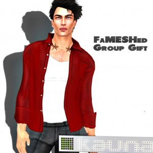Kauna Mesh Open Shirt Crimson Silk Group Gift by FaMESHED - Teleport Hub - teleporthub.com