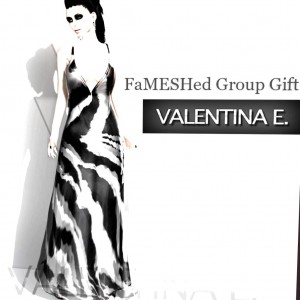 Long Zebra Print Mesh Dress Group Gift by FaMESHED - Teleport Hub - teleporthub.com