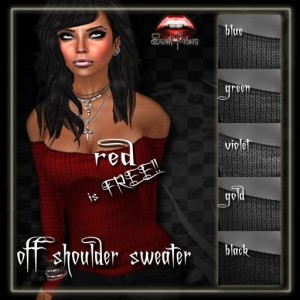Red Off Shoulder Sweater by Sweet Poison - Teleport Hub - teleporthub.com