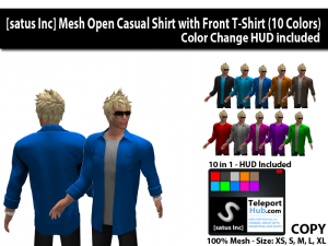 Mesh Open Casual Shirt with T-Shirt by [satus Inc] (10 Colors) Promo buy 1 get 10 - Teleport Hub - teleporthub.com