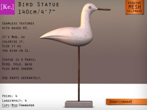 Mesh Bird Statue by Kelith Store - Teleport Hub - teleporthub.com