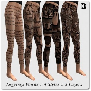 Leggings Words Tattoo 4 Styles 3 Layers by Vlad Blackburn - Teleport Hub - teleporthub.com