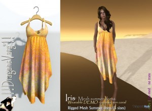 Iris Mesh Summer Orange Dress Wearable Demo Promo by DragansVarg - Teleport Hub - teleporthub.com