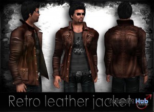 Retro Leather Jacket Brown by >POISON< - Teleport Hub - teleporthub.com