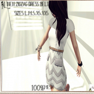 Linen Zigzag Dress With Belt  April 2013 Group Gift by [[>Cake!<]] - Teleport Hub - teleporthub.com