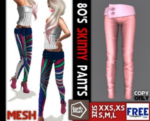 Mesh 80's Skinny Pants by Earth Mart - Teleport Hub - teleporthub.com