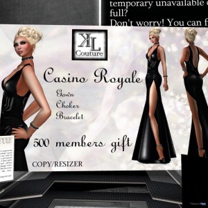Casino Royale Gown 500 Members Group Gift by KL Couture - Teleport Hub - teleporthub.com
