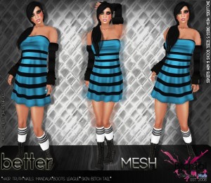 Mesh Casual Blue Mini Dress by Bitch Tail - Teleport Hub - teleporthub.com