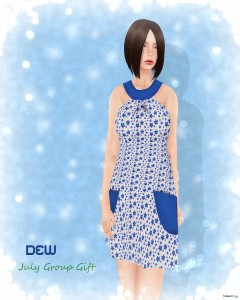 Blue Floral Dress July 2013 Group Gift by DEW - Teleport Hub - teleporthub.com