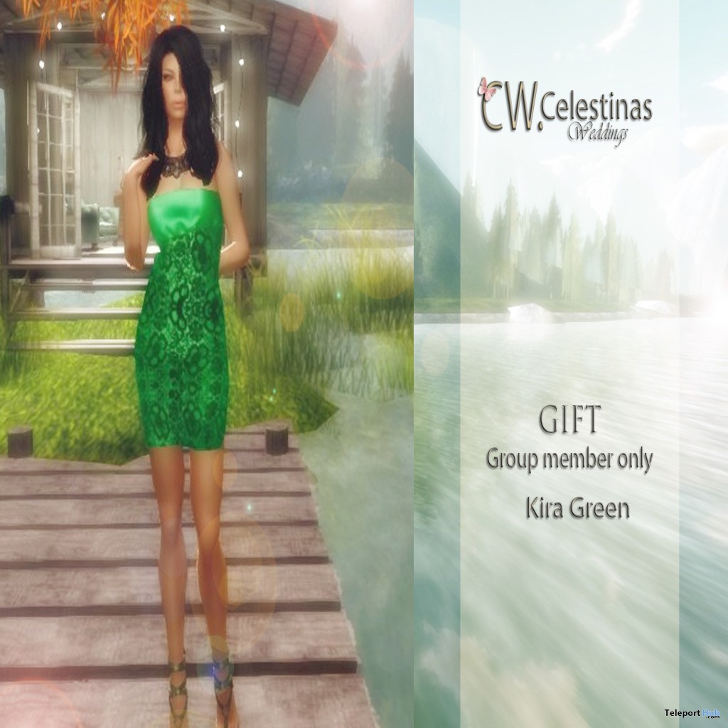 Kira Green Dress Group Gift by CW (Celestinas Wedding) - Teleport Hub - teleporthub.com