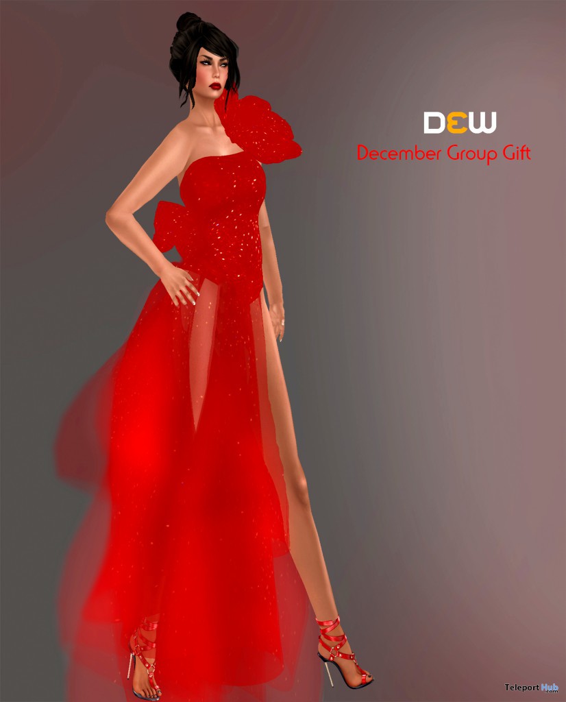 Red Dress December 2013 Group Gift by DEW - Teleport Hub - teleporthub.com