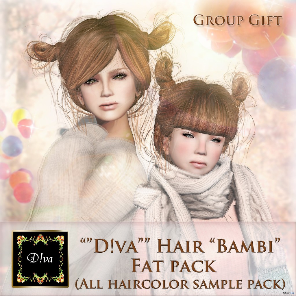 Bambi Hair Fat Pack Group Gift by D!va - Teleport Hub - teleporthub.com