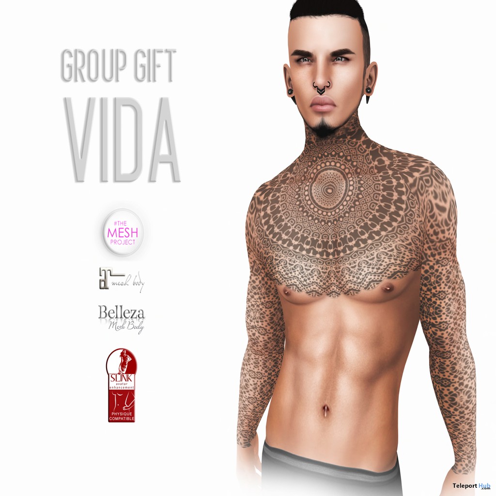 Vida Male Body Tattoo with TMP Appliers Group Gift by Reckless - Teleport Hub - teleporthub.com