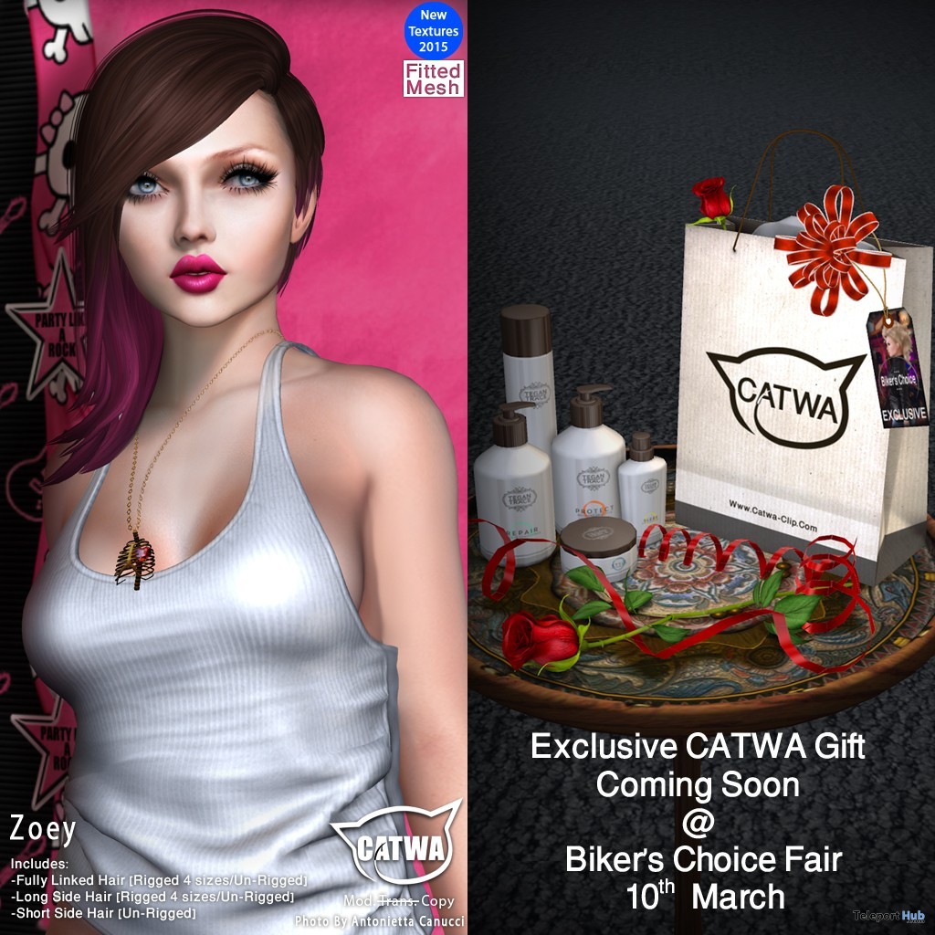 Zoey Hair 3 Packs Exclusive Biker Choice's Fair Gifts by CATWA - Teleport Hub - teleporthub.com