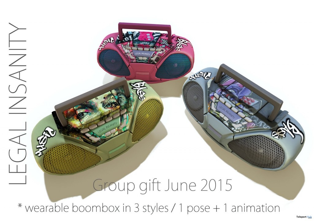 Street Boombox 3 Colors June 2015 Group Gift by Legal Insanity - Teleport Hub - teleporthub.com