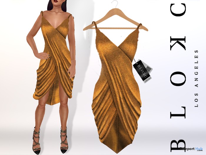 Draped Grecia Dress Gold by BLOKC - Teleport Hub - teleporthub.com