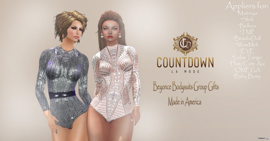 Beyonce Bodysuits with Mesh Body Appliers Group Gift by Countdown La Mode - Teleport Hub - teleporthub.com