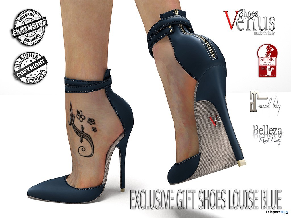 Blue Stiletto Shoes For Slink Maitreya and Belleza Feet Group Gift by VeNuSShOeS - Teleport Hub - teleporthub.com