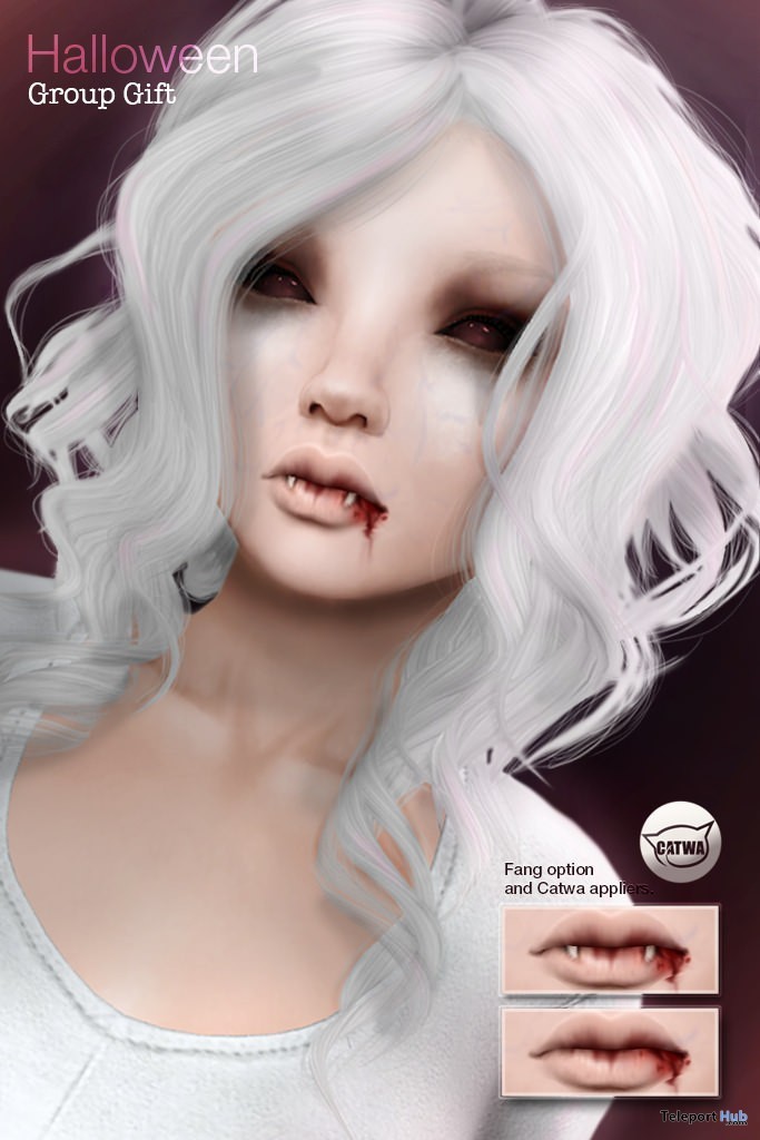 Halloween Vampire Skin with Fangs and Catwa Head Applier Group Gift by mpc - Teleport Hub - teleporthub.com