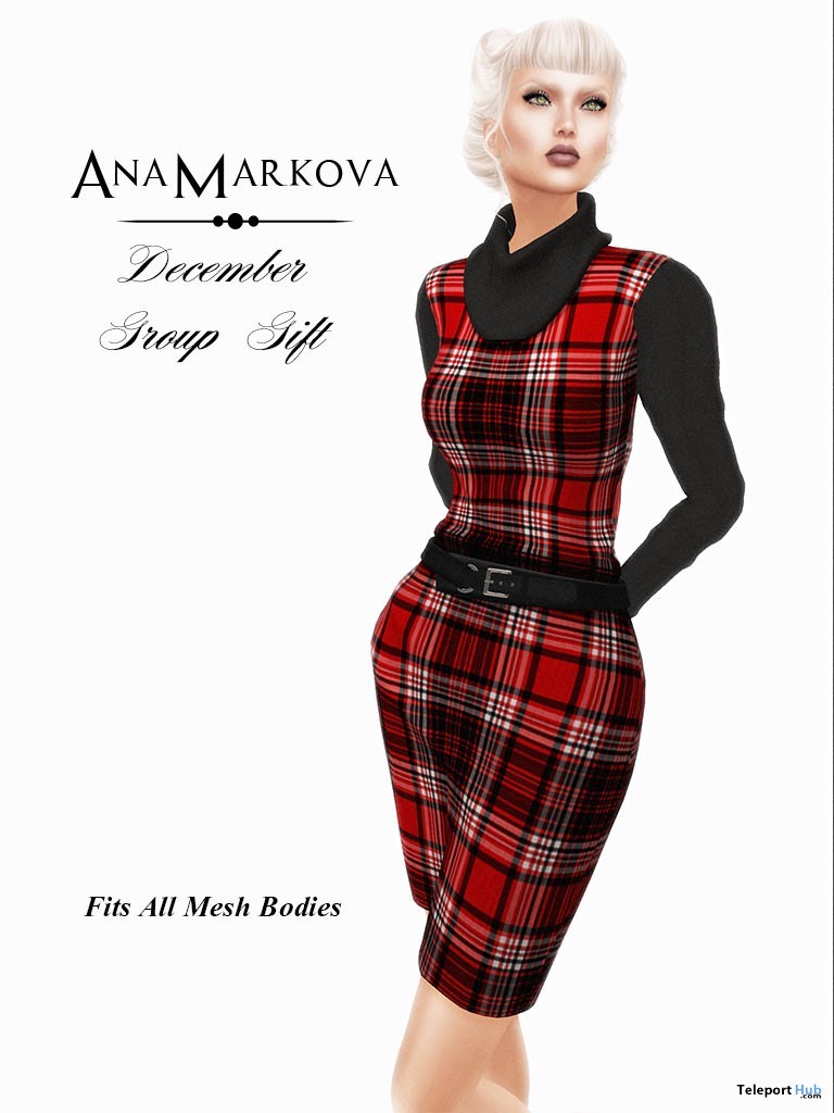 Toyah Sweater Dress Tartan December 2015 Group Gift by AnaMarkova - Teleport Hub - teleporthub.com