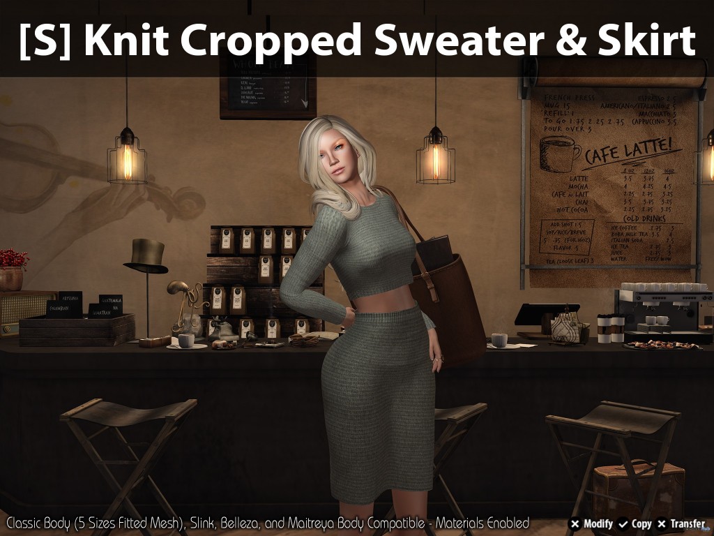 [S] Knit Cropped Sweater and Skirt Group Gift by [satus Inc] - Teleport Hub - teleporthub.com