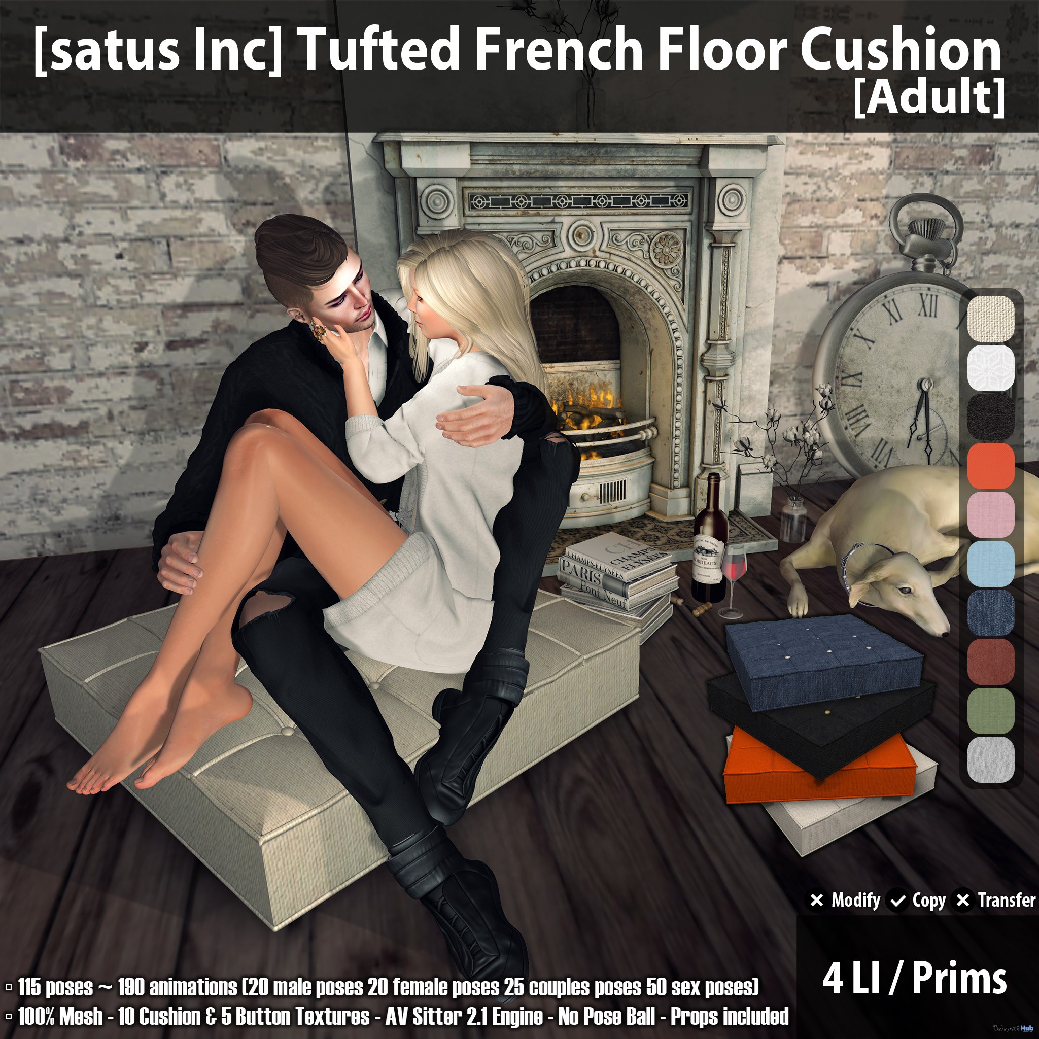 New Release: Tufted French Floor Cushion [Adult] & [PG] by [satus Inc] - Teleport Hub - teleporthub.com