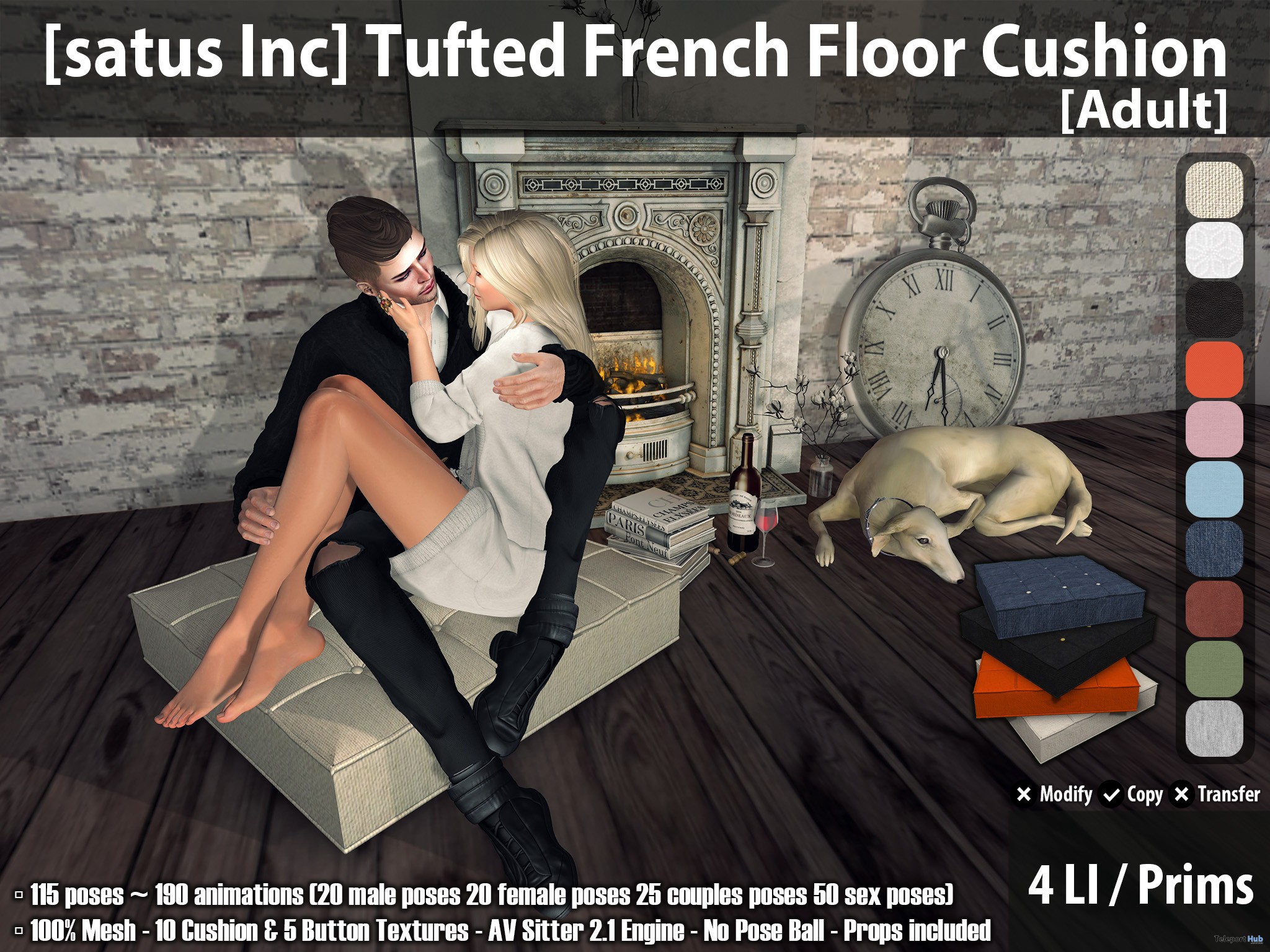 New Release: Tufted French Floor Cushion [Adult] & [PG] by [satus Inc] - Teleport Hub - teleporthub.com
