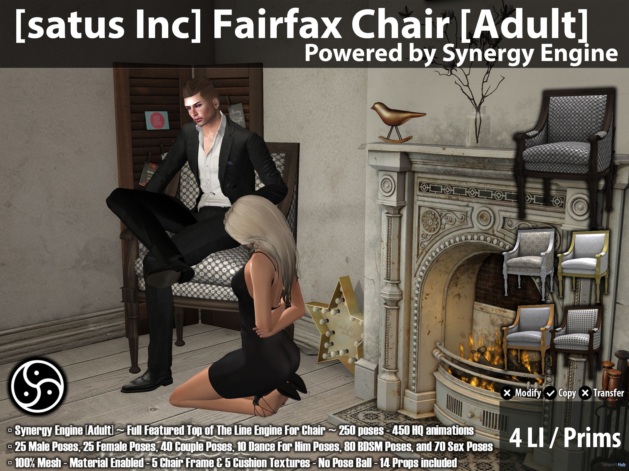 New Release: Fairfax Chair [Adult] & [PG] by [satus Inc] - Teleport Hub - teleporthub.com