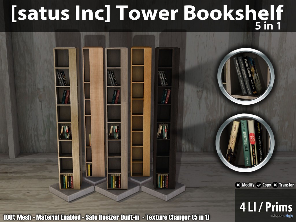 New Release: Tower Bookshelf by [satus Inc] - Teleport Hub - teleporthub.com