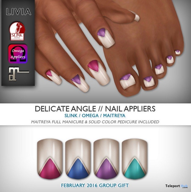 Delicate Angle Nails February 2016 Group Gift by LIVIA - Teleport Hub - teleporthub.com