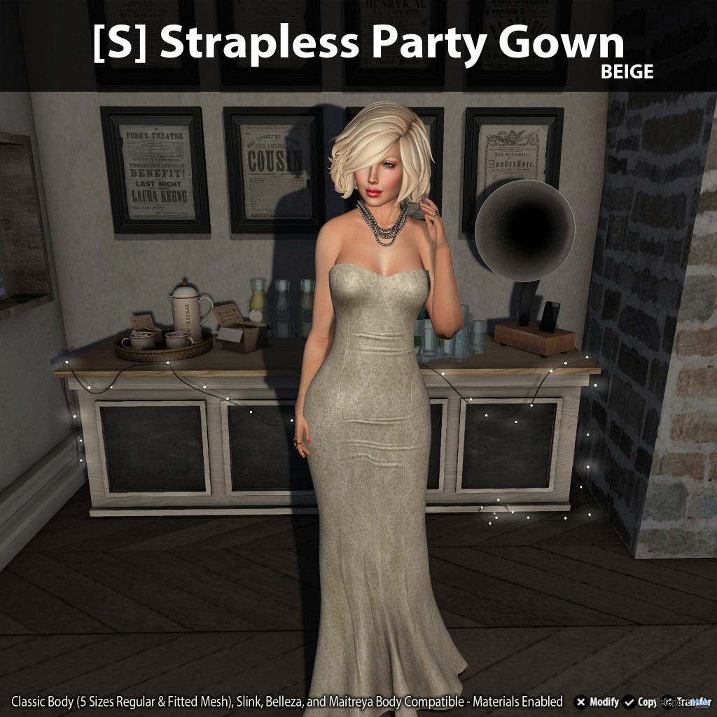 New Release: [S] Strapless Party Gown by [satus Inc] - Teleport Hub - teleporthub.com