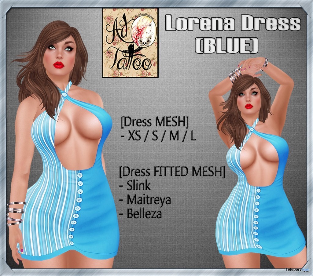 Lorena Dress Blue Group Gift by Art Tattoo - Teleport Hub - teleporthub.com